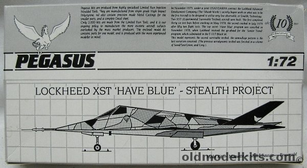 Pegasus 1/72 Lockheed XST 'Have Blue' Stealth Project Prototype - (F-119), 1021 plastic model kit
